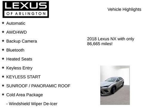 Used 2018 Lexus NX 300 F Sport w/ F Sport Premium Package AWD/4WD image 8