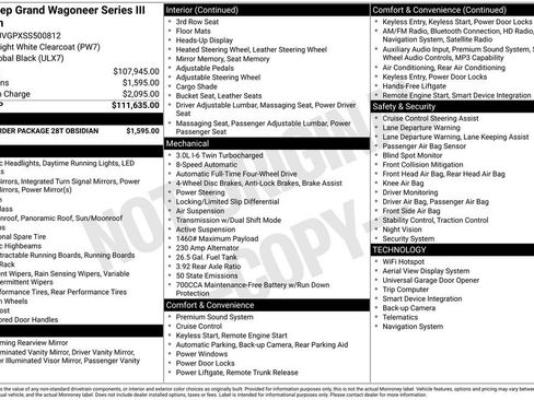 Used 2025 Jeep Grand Wagoneer Series III w/ Quick Order Packagew 28T AWD/4WD image 42