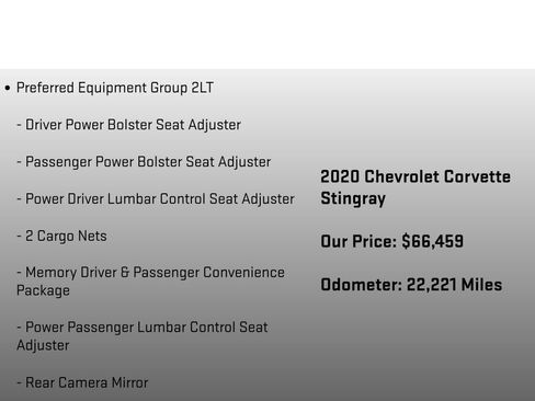 Used 2020 Chevrolet Corvette Stingray Preferred Cpe w/ 2LT Preferred Equipment Group RWD image 6