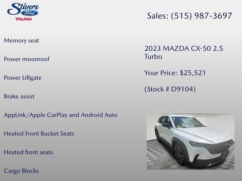 Used 2023 MAZDA CX-50 AWD 2.5 Turbo w/ Cargo Package image 16