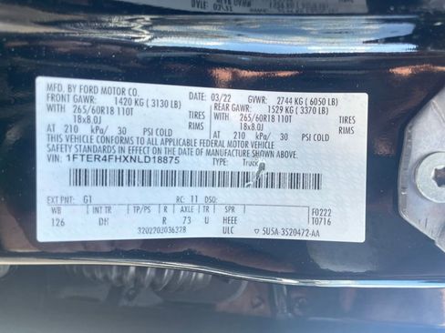 Used 2022 Ford Ranger Lariat w/ Equipment Group 501A High image 18