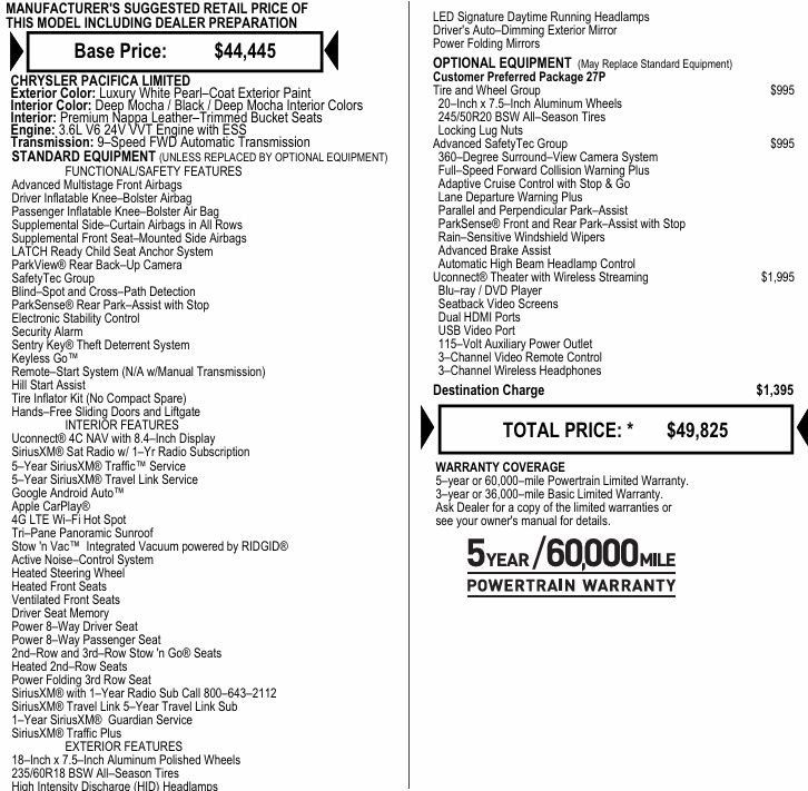 Used 2019 Chrysler Pacifica Limited w/ Tire & Wheel Group FWD image 2