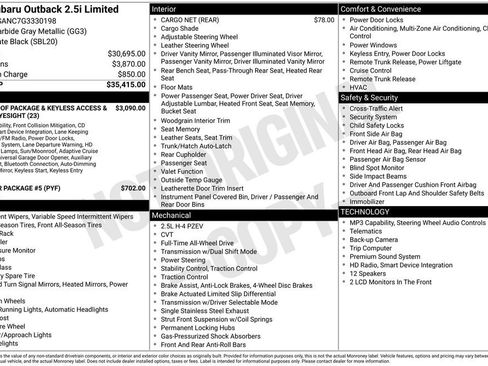 Used 2016 Subaru Outback 2.5i Limited AWD/4WD image 9