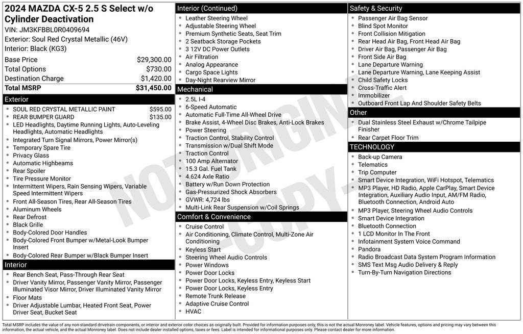 Certified 2024 MAZDA CX-5 AWD 2.5 S w/ Select Package image 30