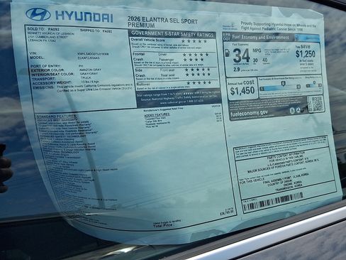 New 2026 Hyundai Elantra SEL Sport FWD image 3