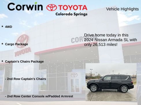 Used 2024 Nissan Armada SL w/ Captain's Chairs Package AWD/4WD image 7