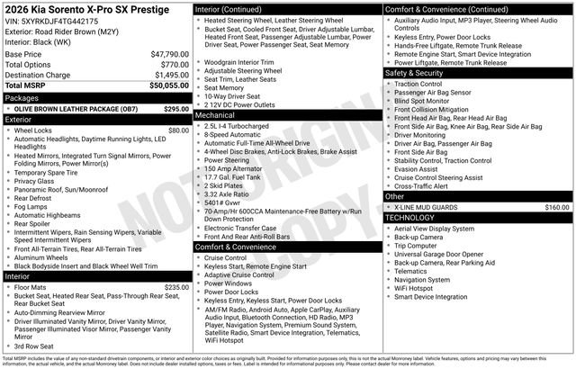 New 2026 Kia Sorento SX Prestige w/ Olive Brown Leather Package AWD/4WD image 40