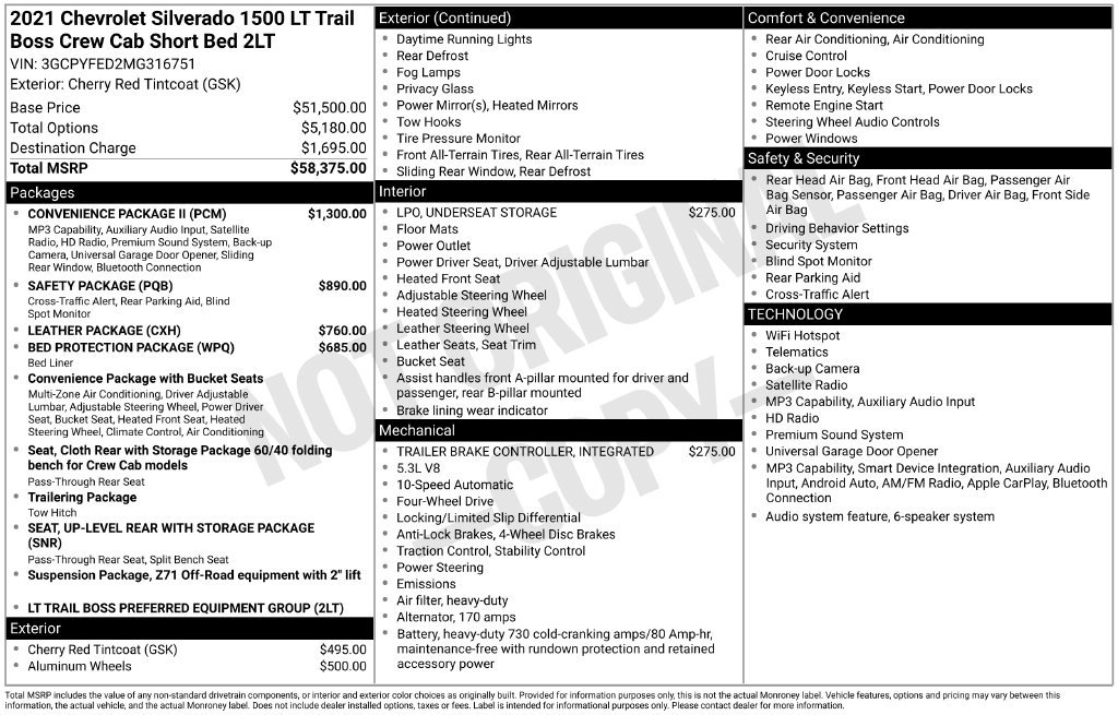 Certified 2021 Chevrolet Silverado 1500 LT Trail Boss w/ Convenience Package II AWD/4WD image 40