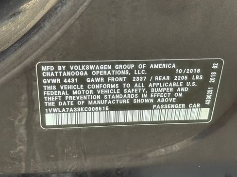 Used 2019 Volkswagen Passat 2.0T Wolfsburg w/ Wheels & Sunroof Package FWD image 37