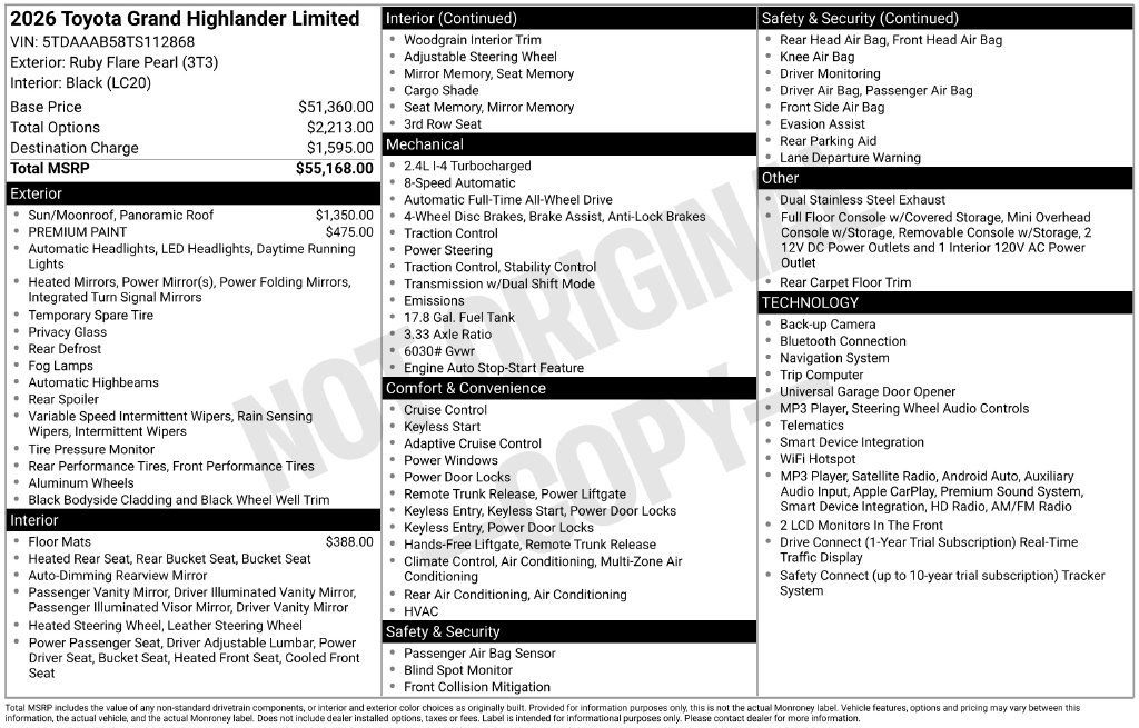 Used 2026 Toyota Grand Highlander AWD image 45