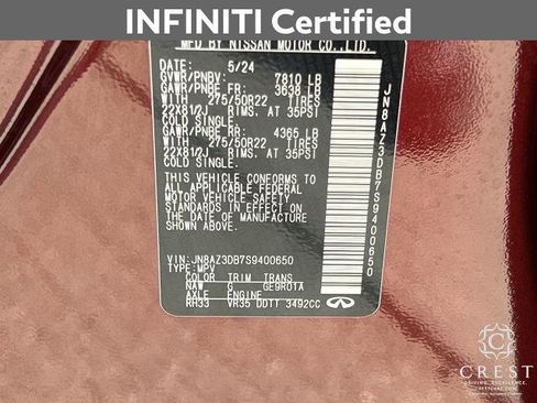 Certified 2025 INFINITI QX80 Sensory image 30