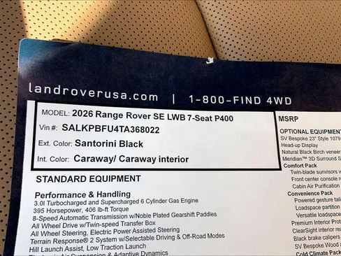 New 2026 Land Rover Range Rover Long Wheelbase SE AWD/4WD image 6