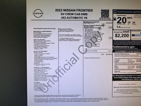 Used 2023 Nissan Frontier SV w/ Midnight Edition Package RWD image 44