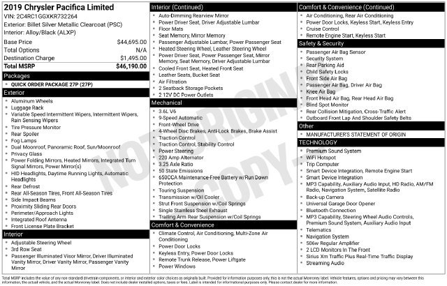 Used 2019 Chrysler Pacifica Limited FWD image 5