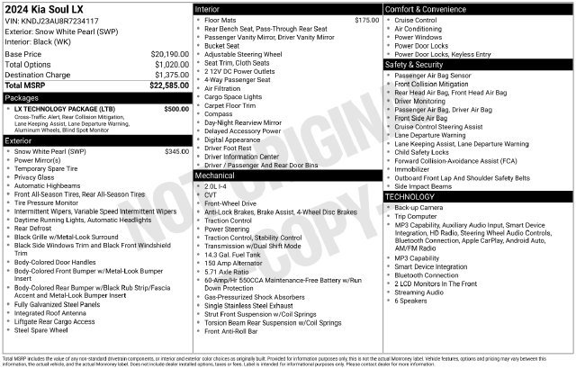 Certified 2024 Kia Soul LX w/ LX Technology Package FWD image 17