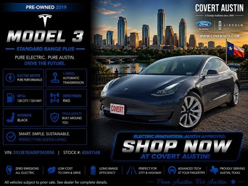 Used 2019 Tesla Model 3 Standard Range Plus RWD image 1