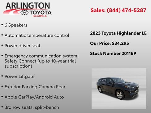 Used 2023 Toyota Highlander LE AWD/4WD image 2