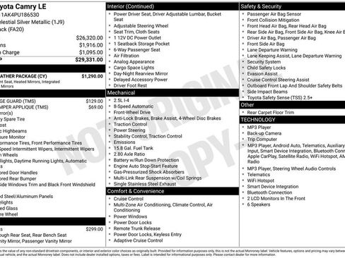 Used 2023 Toyota Camry LE w/ Cold Weather Package FWD image 3