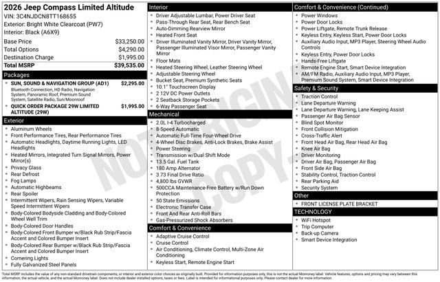New 2026 Jeep Compass Limited w/ Sun, Sound & Navigation Group AWD/4WD image 9