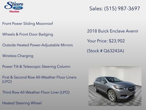Used 2018 Buick Enclave Avenir w/ LPO, Cargo Package FWD image 28