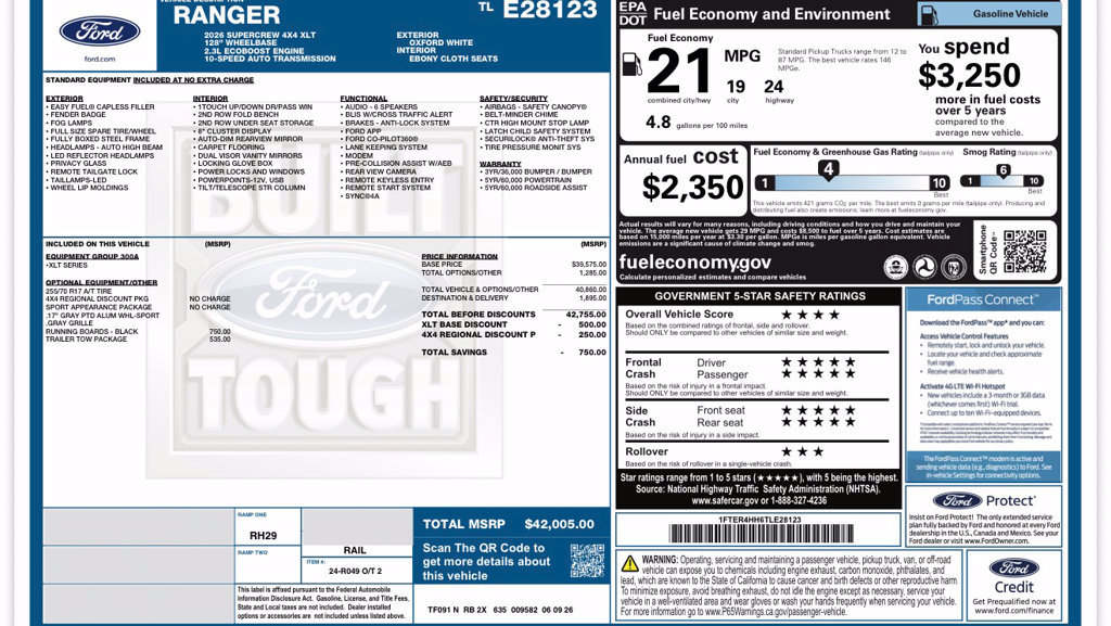 New 2026 Ford Ranger XLT w/ Trailer Tow Package AWD/4WD image 31