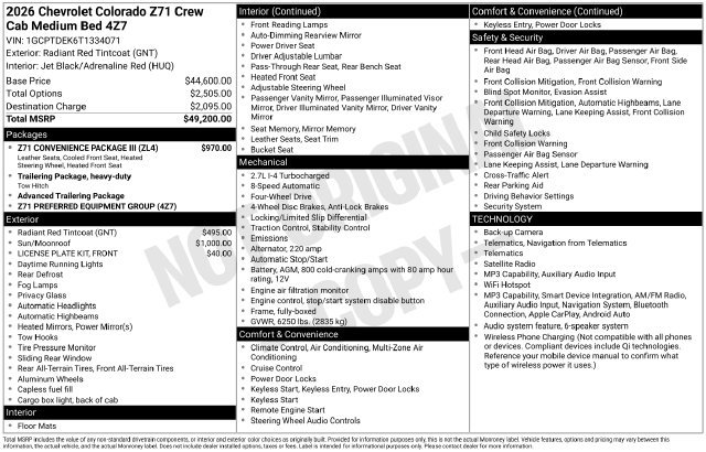 New 2026 Chevrolet Colorado Z71 w/ Z71 Convenience Package 2 AWD/4WD image 25