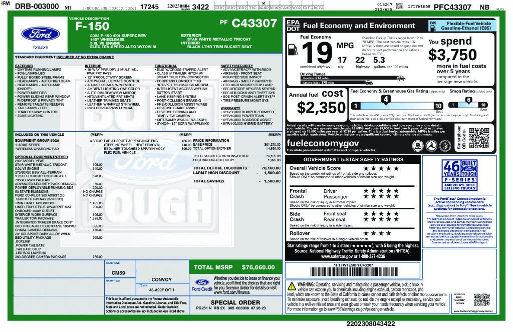 Used 2023 Ford F150 Lariat w/ Equipment Group 502A High AWD/4WD image 52