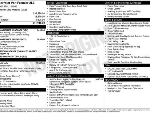 Used 2016 Chevrolet Volt Premier w/ Driver Confidence Package FWD image 6
