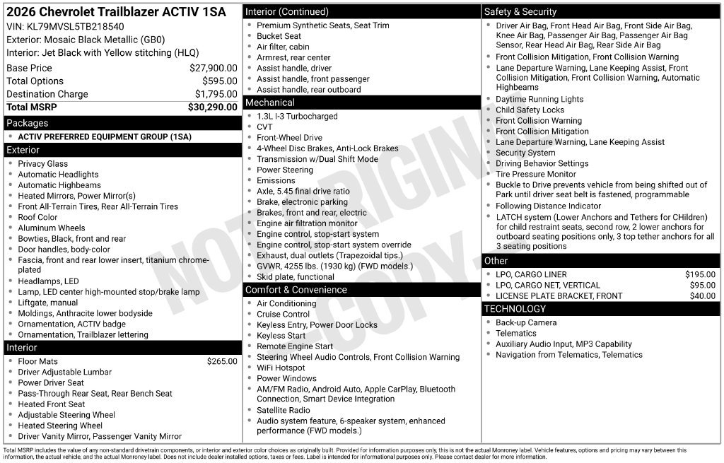 New 2026 Chevrolet TrailBlazer ACTIV FWD image 5