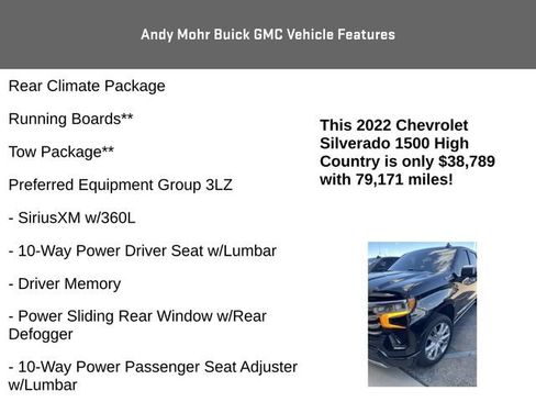 Used 2022 Chevrolet Silverado 1500 High Country w/ High Country Premium Package AWD/4WD image 12
