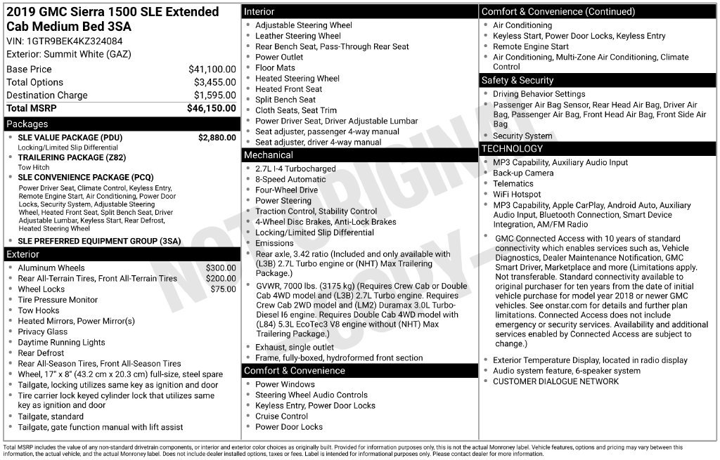 Used 2019 GMC Sierra 1500 SLE w/ SLE Value Package AWD/4WD image 2