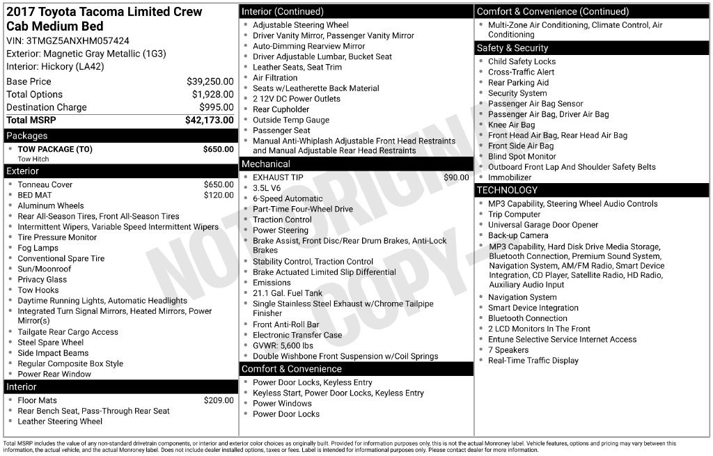 Used 2017 Toyota Tacoma Limited w/ Tow Package AWD/4WD image 45