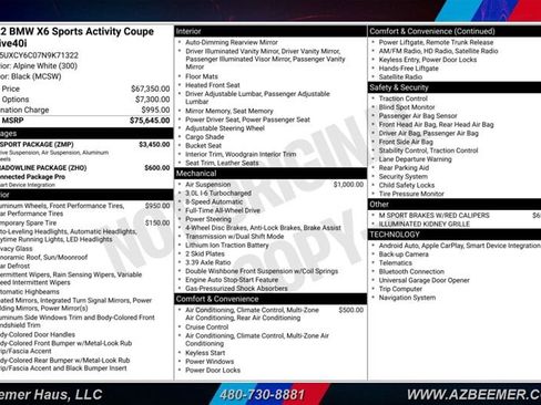 Used 2022 BMW X6 xDrive40i w/ M Sport Package AWD/4WD image 3