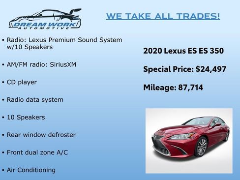 Used 2020 Lexus ES 350 w/ Premium Package image 2