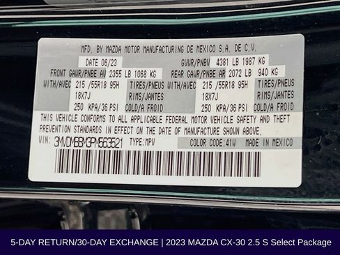 Used 2023 MAZDA CX-30 AWD 2.5 S w/ Select Package image 35