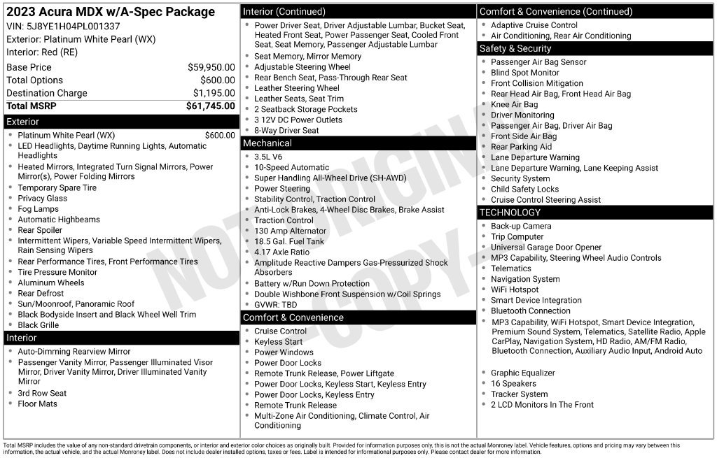 Certified 2023 Acura MDX A-Spec AWD/4WD image 4