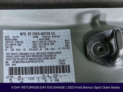 Used 2023 Ford Bronco Sport Outer Banks w/ Tech Package AWD/4WD image 38