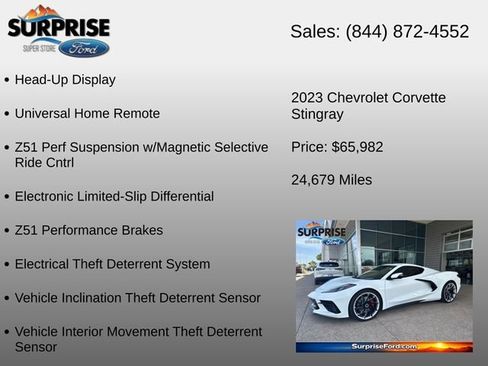 Used 2023 Chevrolet Corvette Stingray Preferred Cpe w/ Z51 Performance Package RWD image 26