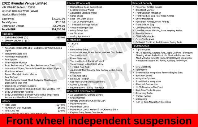 Used 2022 Hyundai Venue Limited w/ Cargo Package FWD image 28