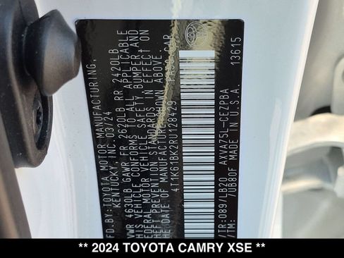 Used 2024 Toyota Camry XSE w/ Blackout Package (TMS) AWD/4WD image 28