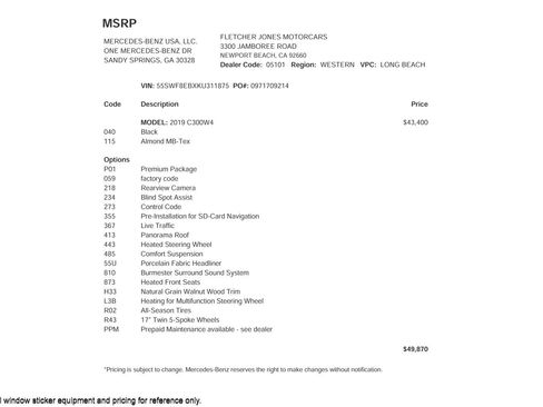 Used 2019 Mercedes-Benz C 300 4MATIC Sedan image 2