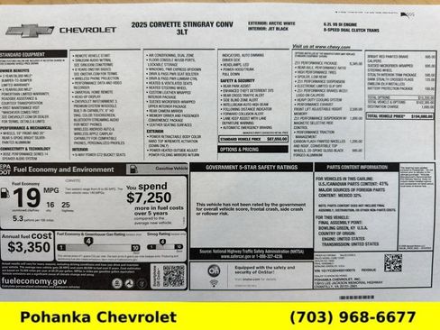 Certified 2025 Chevrolet Corvette Stingray Premium Conv w/ Z51 Performance Package RWD image 30