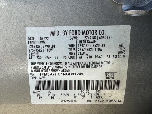 Used 2022 Ford Explorer Platinum w/ Equipment Group 601A RWD image 36