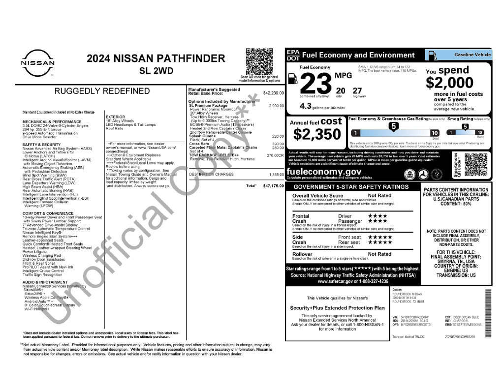Used 2024 Nissan Pathfinder SL w/ SL Premium Package FWD image 44