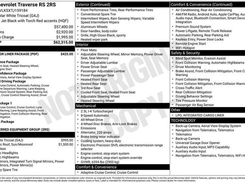 Used 2026 Chevrolet Traverse RS w/ LPO, Floor Liner Package AWD/4WD image 11