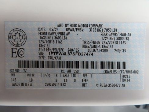 Used 2025 Ford F150 Tremor w/ Bed Utility Package image 74