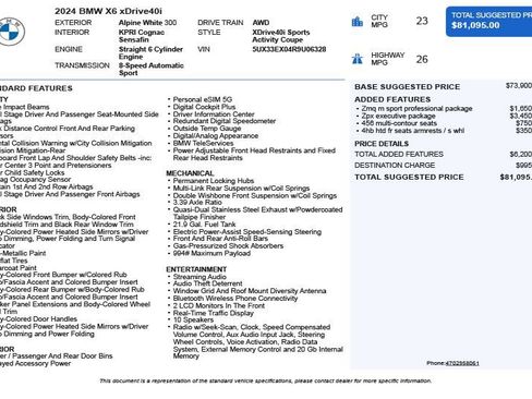 Used 2024 BMW X6 xDrive40i w/ Executive Package image 3