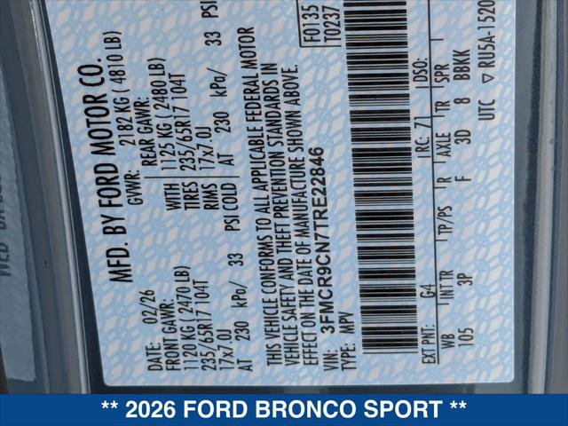 New 2026 Ford Bronco Sport Outer Banks w/ Sasquatch Outer Banks Package AWD/4WD image 22