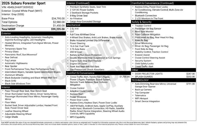 New 2026 Subaru Forester Sport AWD/4WD image 34