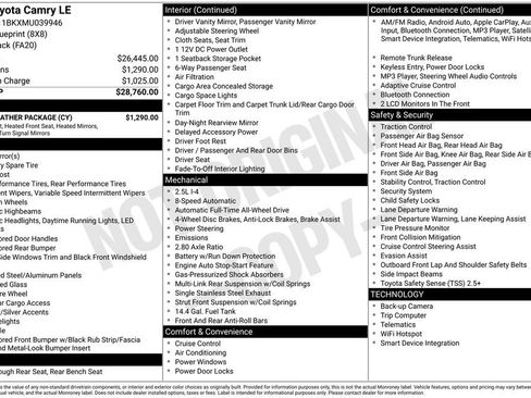 Used 2021 Toyota Camry LE w/ Cold Weather Package image 3